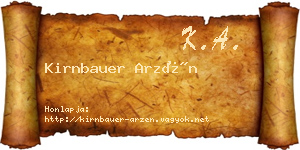 Kirnbauer Arzén névjegykártya
